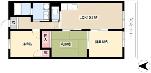 第2奥村ハイツ【2階】の間取り