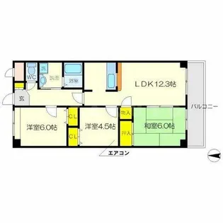 メゾンドール南千里【5階】の間取り