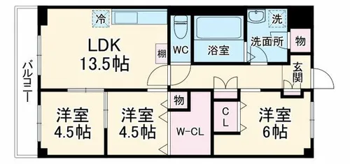 豊中メゾン桃山台一号棟【605号室】の間取り