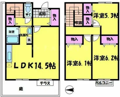 大阪府大阪市城東区放出西2丁目【テラスハウス】の間取り