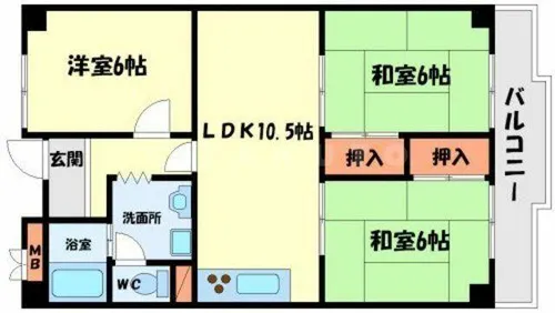 オークヴィラ村上【3階】の間取り