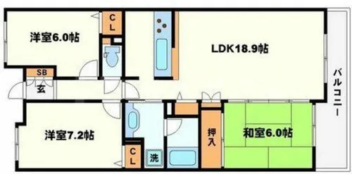 大阪府吹田市千里山虹が丘【マンション】の間取り