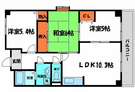大阪府門真市三ツ島2丁目【マンション】の間取り