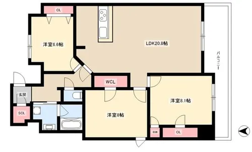 ロイジェント日吉【13階】の間取り