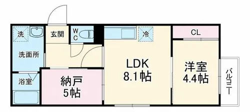 1SLDKの間取り画像