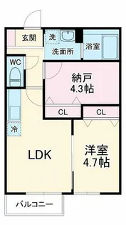 1SLDKの間取り画像