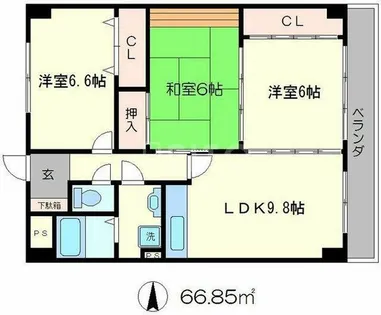GREENFOREST松ヶ崎【5階】の間取り