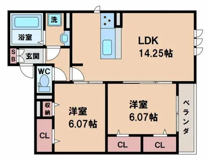 グリーンサイド長居【2階】の間取り
