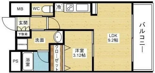 アーバンフラッツ西中島【4階】の間取り