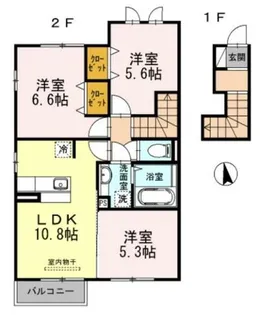 リュミエールm&y B棟【2階】の間取り