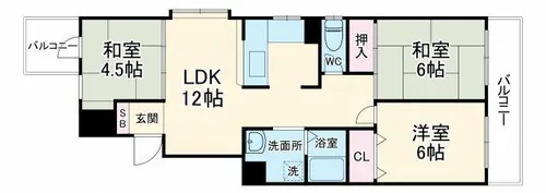 大阪府箕面市船場東1丁目【マンション】の間取り