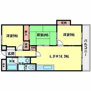 大阪府吹田市山田西3丁目【マンション】の間取り