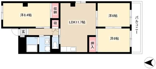 グレイスⅢ【102号室】の間取り