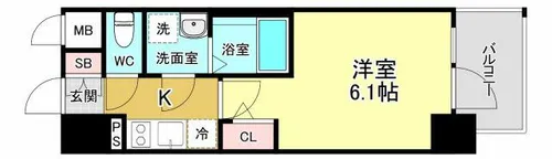 エスリード大阪プライムゲート【13階】の間取り
