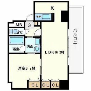 大阪府大阪市中央区瓦屋町1丁目【マンション】の間取り