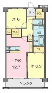 コートレージュⅢ【406号室】の間取り
