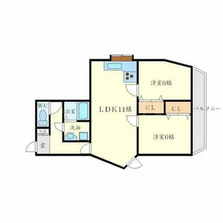 ヴィラウッドランドⅡ【2階】の間取り