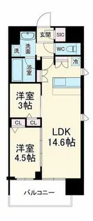 スプランディッド本町東DUE【10階】の間取り