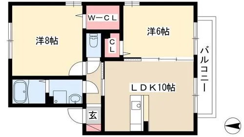 ロイヤルタウン D【210号室】の間取り