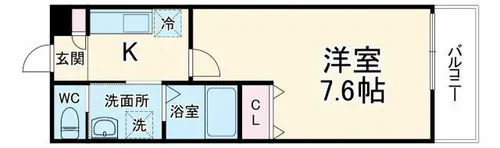 ALEGRIA古川橋Ⅱ【2階】の間取り