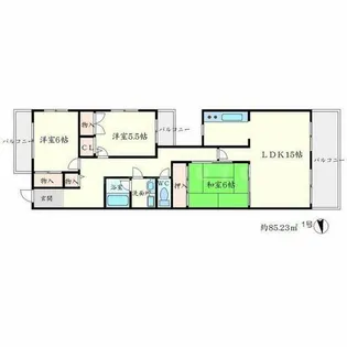 大阪府箕面市稲6丁目【マンション】の間取り