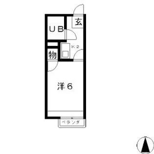 ハイツ若草Ⅱ【2階】の間取り