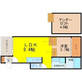 ハーモニーテラス名西通【1階】の間取り