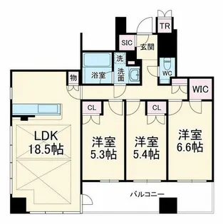 クレヴィアタワー御堂筋本町【15階】の間取り