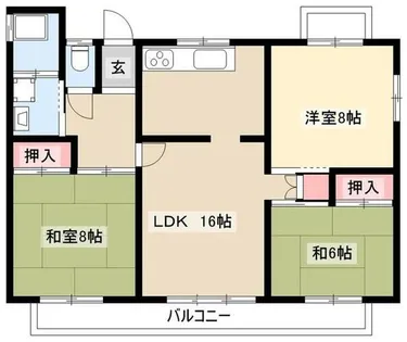 中部東山荘北棟【302号室】の間取り