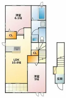 エスポワール忠興【201号室】の間取り