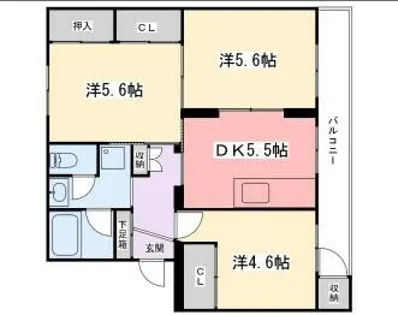 インタービレッジ梅ヶ谷【3階】の間取り