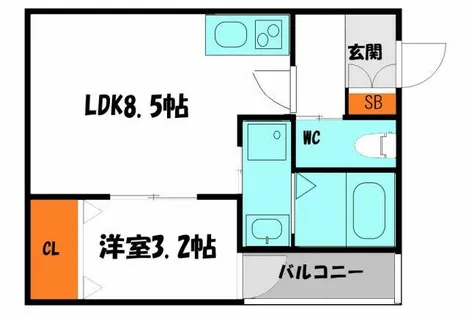 1LDKの間取り画像