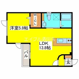 H-CUBE APARTMENT HOUSE【1-C号室】の間取り