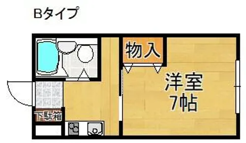 ワンルーム喜田【2階】の間取り