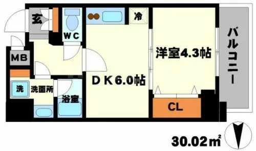 S-RESIDENCE江坂【4階】の間取り