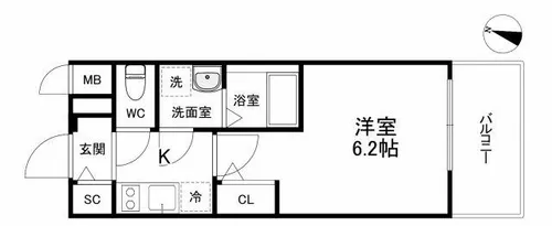 エスリードレジデンス大阪福島シティウエスト【7階】の間取り
