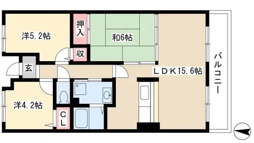 グランドヒルズ当知1番館【203号室】の間取り