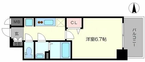 プレサンス梅田北ディア【4階】の間取り