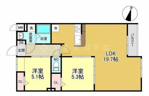 フレール緑地公園アネックス【3階】の間取り