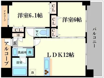エステムコート南堀江Ⅱレアリス【10階】の間取り