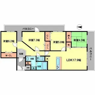 大阪府豊中市少路1丁目【マンション】の間取り