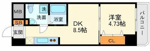 サンレムート江坂1st【4階】の間取り