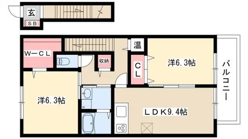 クレール杉村【2階】の間取り