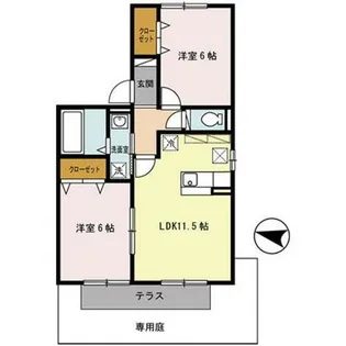 第9ウエスタンハイツ【2階】の間取り