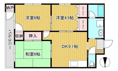 タツノ福柳ハイツ【5階】の間取り