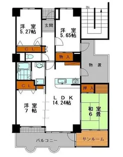 シャトーブランシェ【1004号室】の間取り