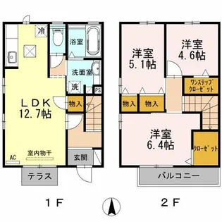 愛知県豊橋市錦町【テラスハウス】の間取り