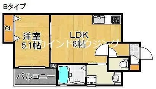 クリエオーレ安立【3階】の間取り