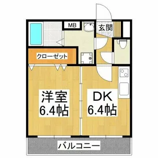 ハピネス初芝【2階】の間取り