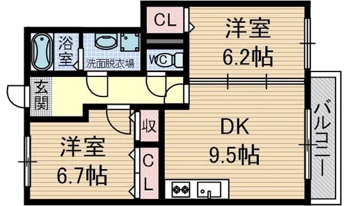 2DKの間取り画像